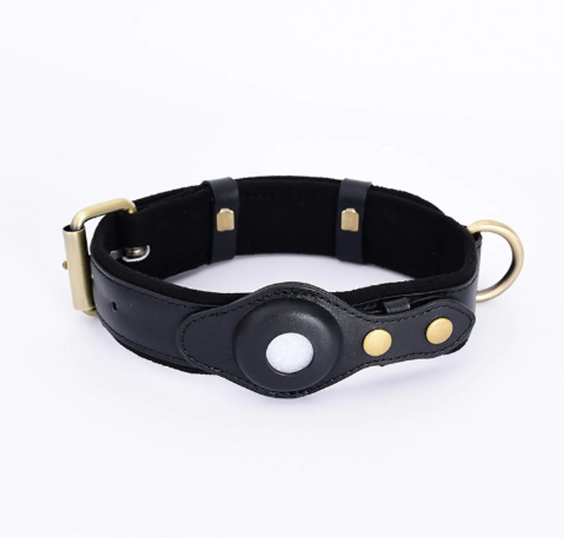 Leather Airtag Dog Collar Pet Adjustable Collar