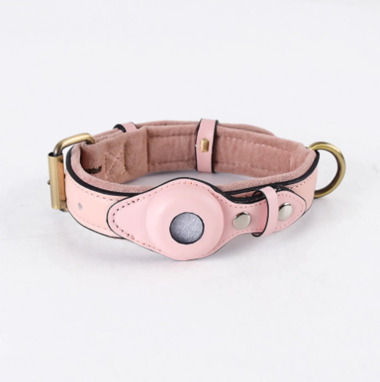 Leather Airtag Dog Collar Pet Adjustable Collar