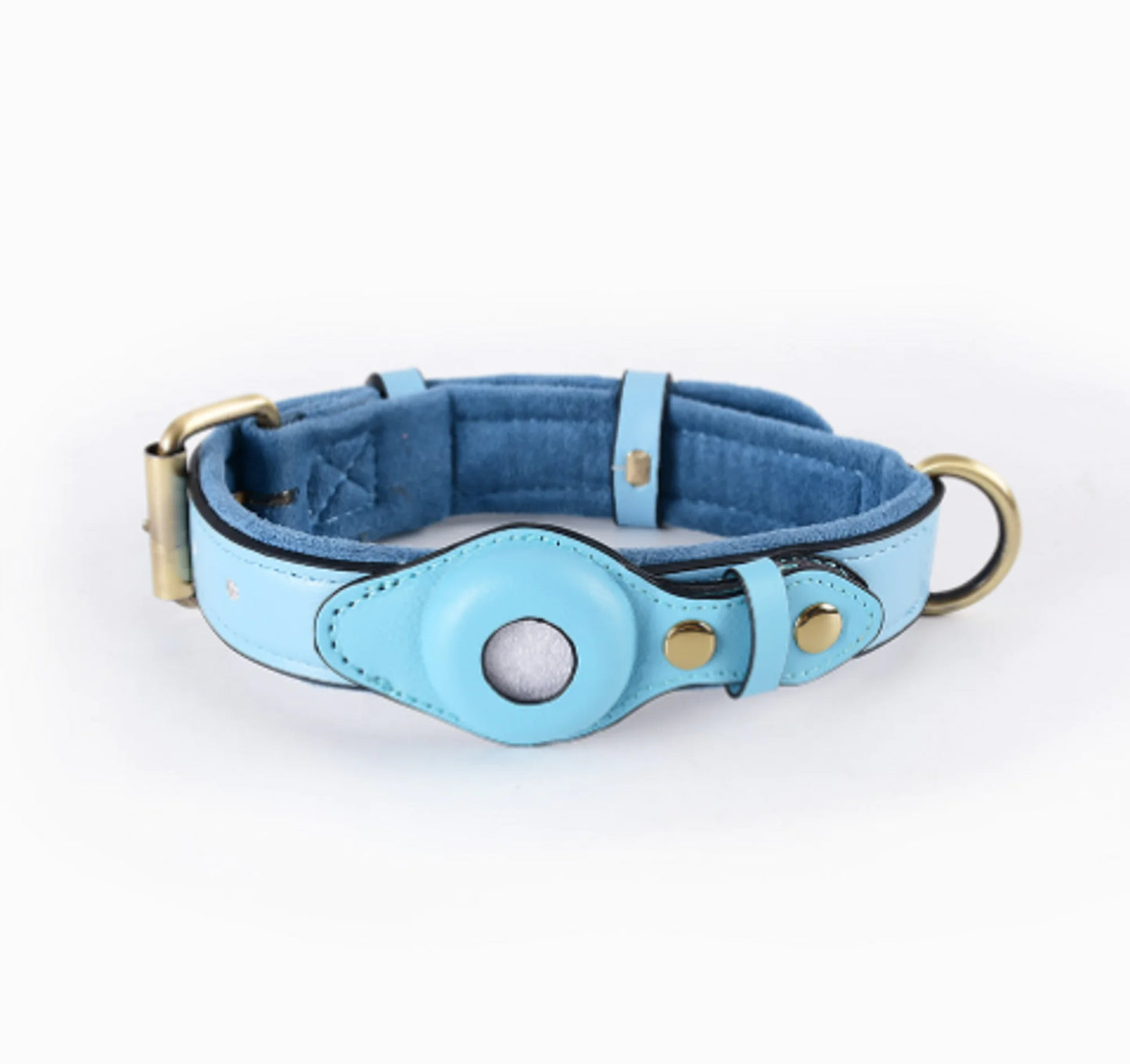 Leather Airtag Dog Collar Pet Adjustable Collar